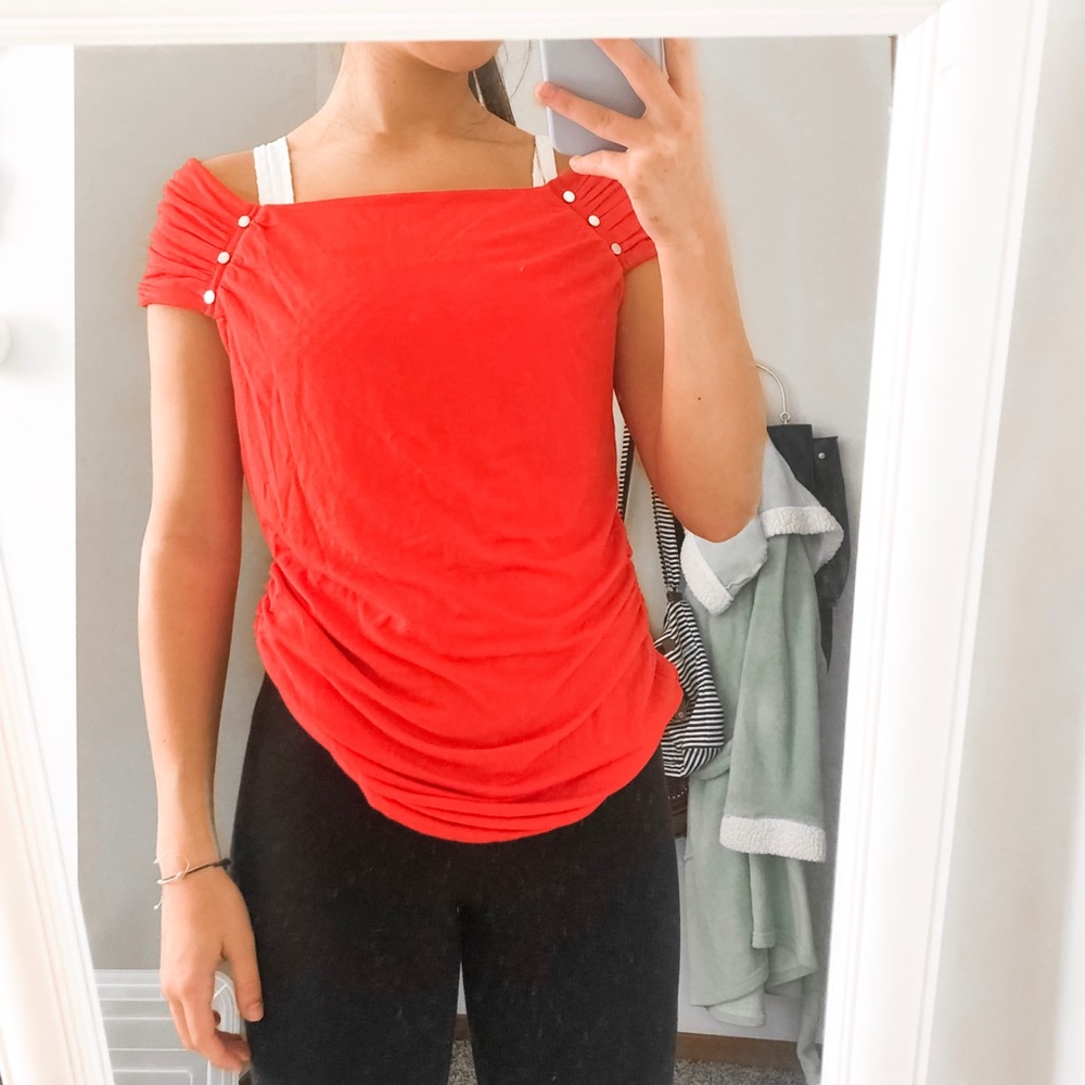 Off the shoulder Red tunic